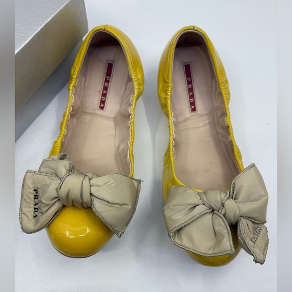 Prada Women's Yellow Ballet Flats size 38.5 EU - Picture 3 of 12